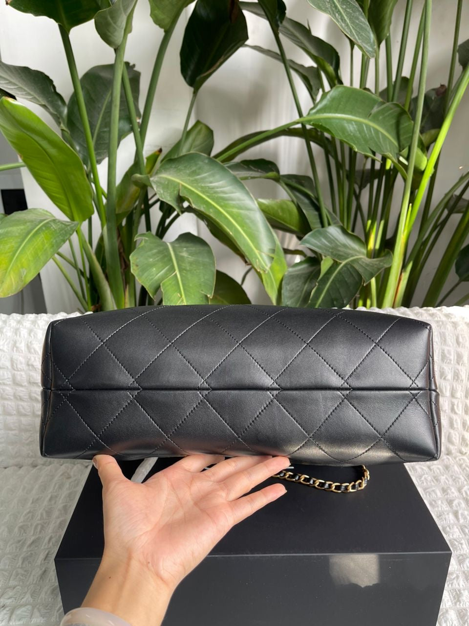 Suede & Black Leather Tote