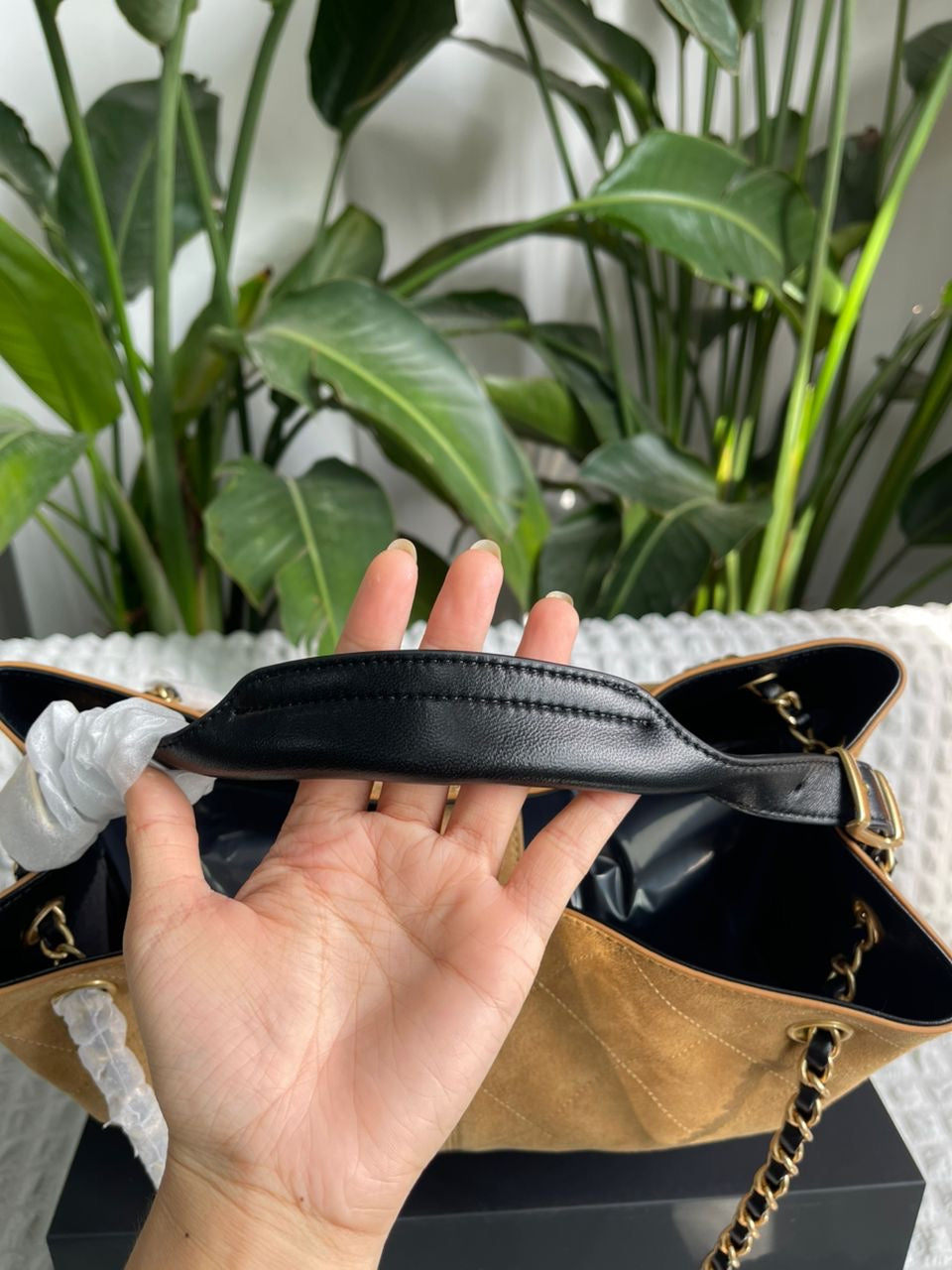 Suede & Black Leather Tote