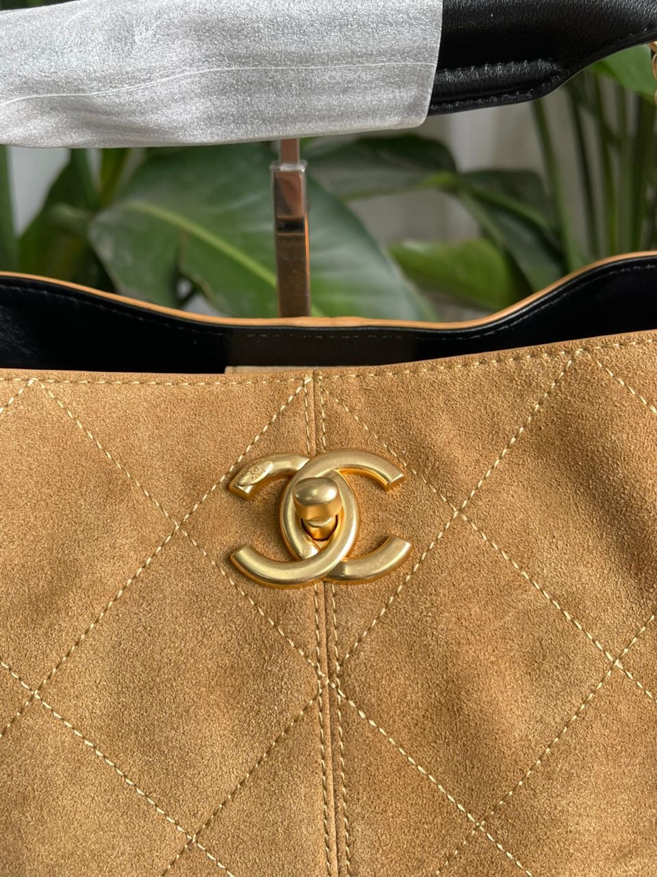 Suede & Black Leather Tote