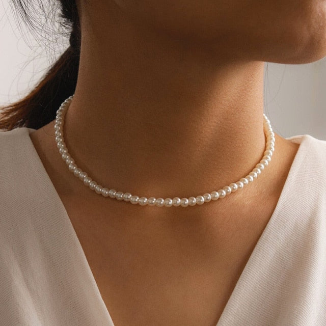 Silver Sparkling Clavicle Choker Necklace