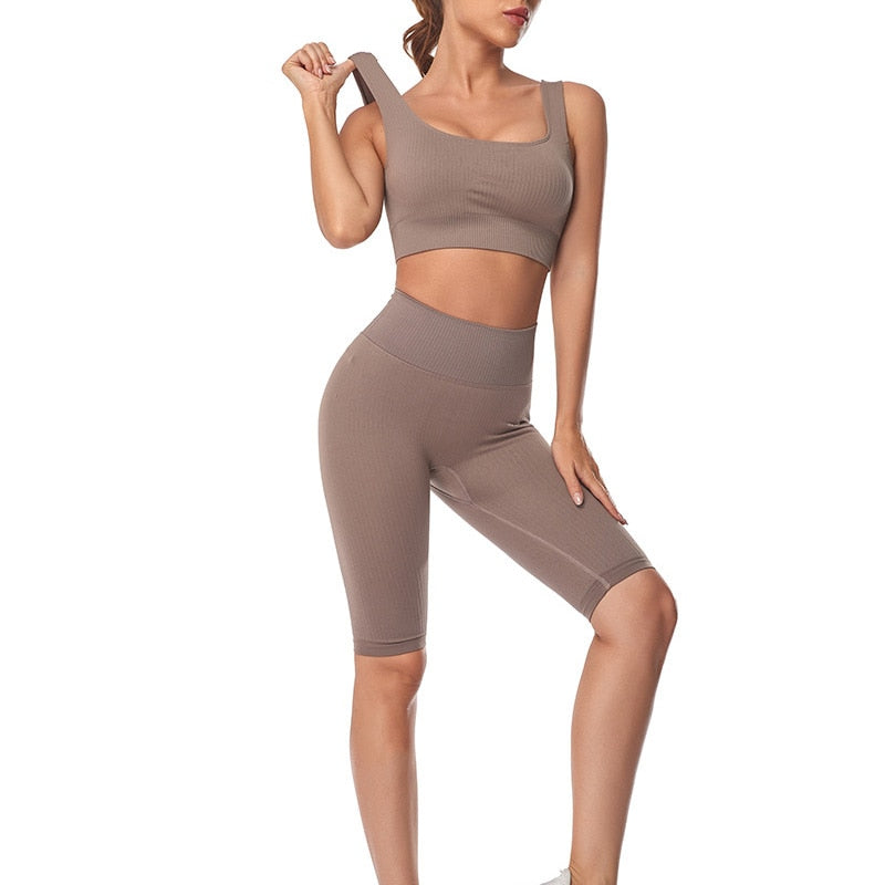 Long Sleeve Crop Top High Waist Leggings Suits