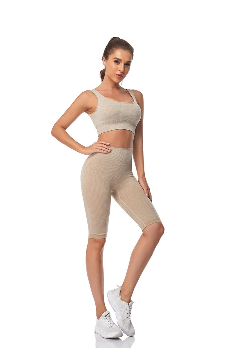 Long Sleeve Crop Top High Waist Leggings Suits