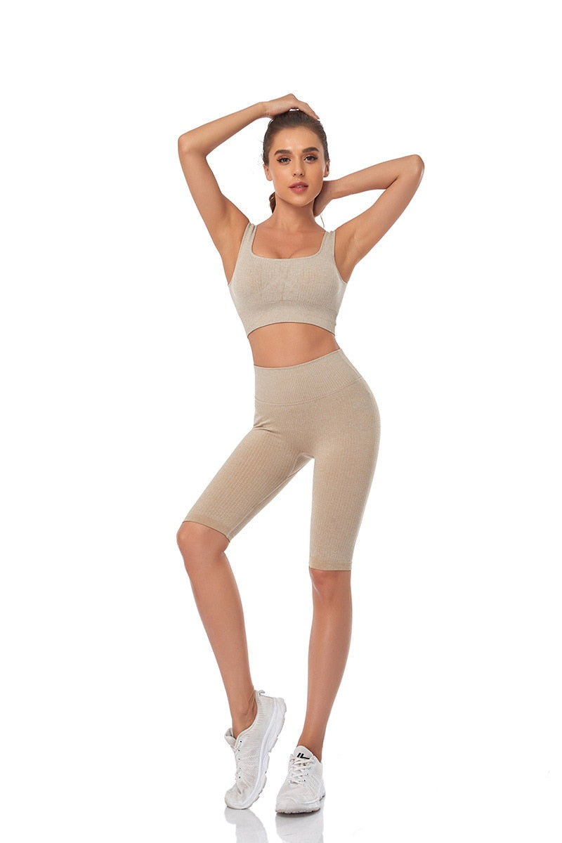 Long Sleeve Crop Top High Waist Leggings Suits