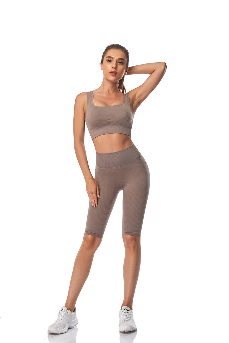 Long Sleeve Crop Top High Waist Leggings Suits