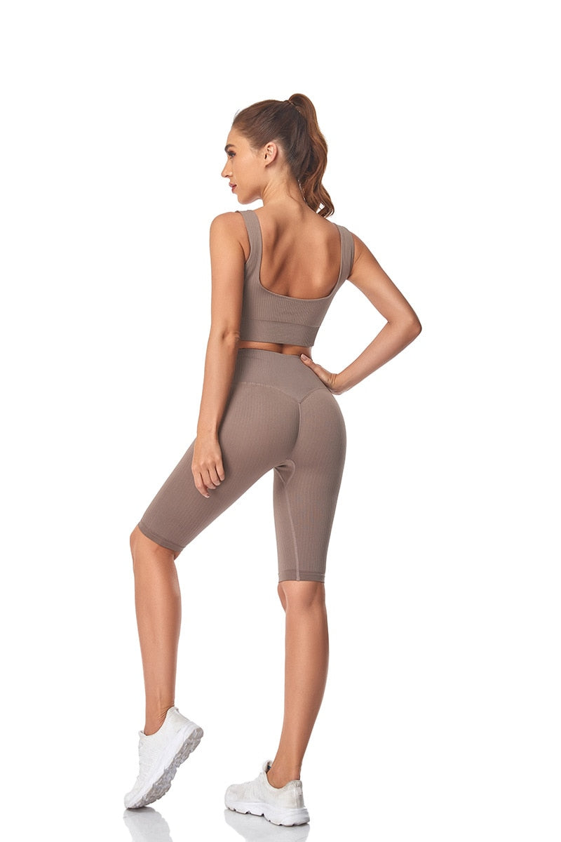 Long Sleeve Crop Top High Waist Leggings Suits