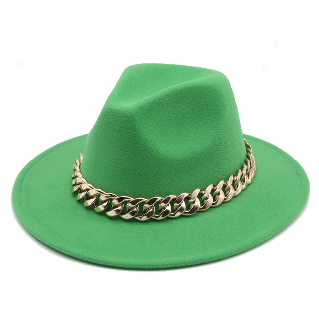 Fedora Wide Brim Chain Hat