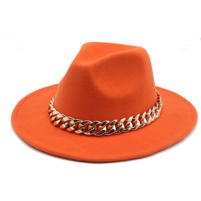 Fedora Wide Brim Chain Hat