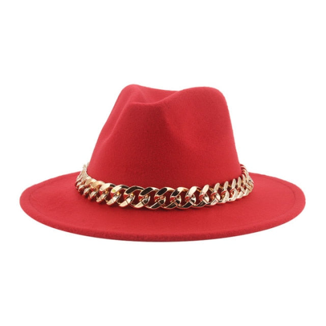 Fedora Wide Brim Chain Hat