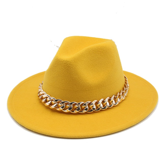 Fedora Wide Brim Chain Hat