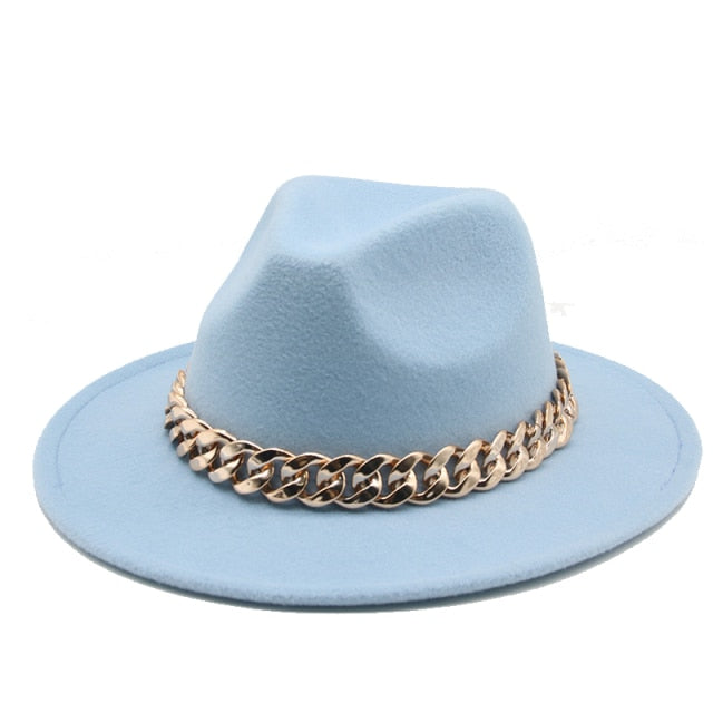 Fedora Wide Brim Chain Hat