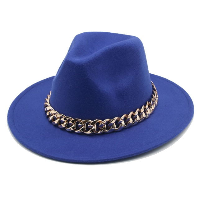 Fedora Wide Brim Chain Hat