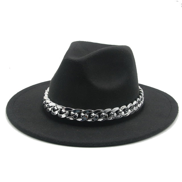 Fedora Wide Brim Chain Hat