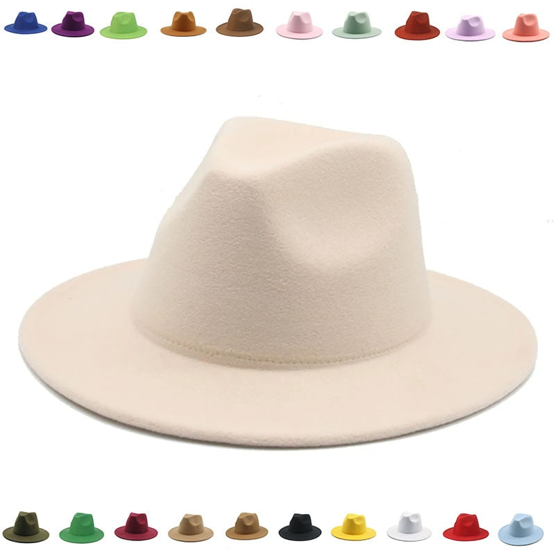 Fedora Wide Brim Thick Felted Hat