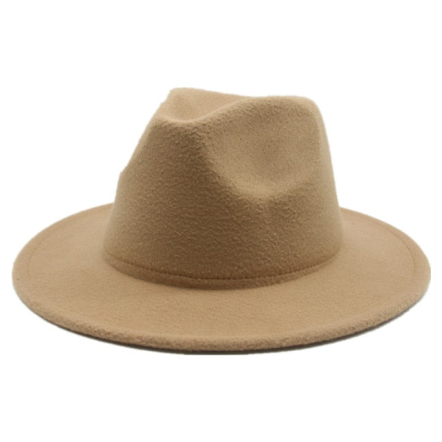 Fedora Wide Brim Thick Felted Hat