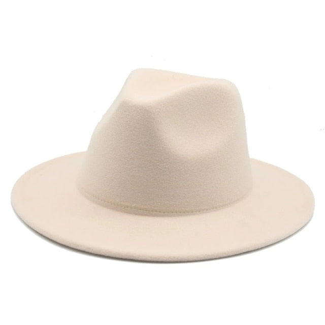 Fedora Wide Brim Thick Felted Hat