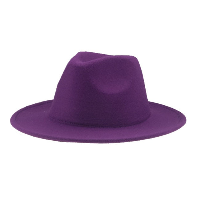 Fedora Wide Brim Thick Felted Hat