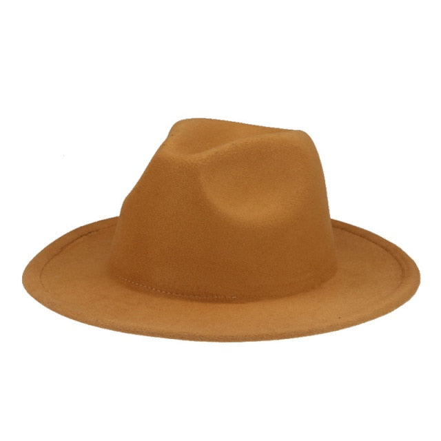 Fedora Wide Brim Thick Felted Hat