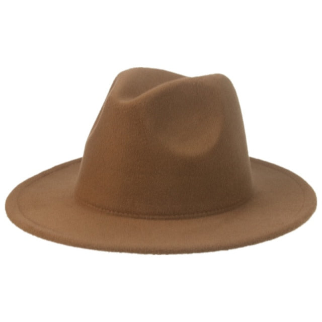 Fedora Wide Brim Thick Felted Hat